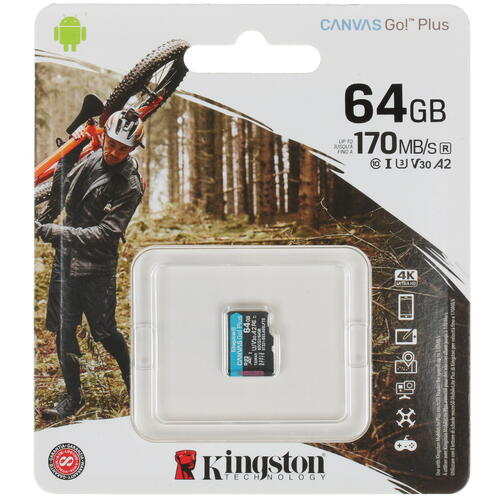 Купить Карта памяти Kingston Canvas Go! Plus microSDXC 64 ГБ [SDCG3/64GBSP]  1664094. Характеристики, отзывы и цены в Донецке