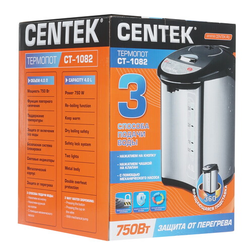 Купить Термопот Centek CT-1082 серебристый  1078151. Характеристики, отзывы и цены в Донецке