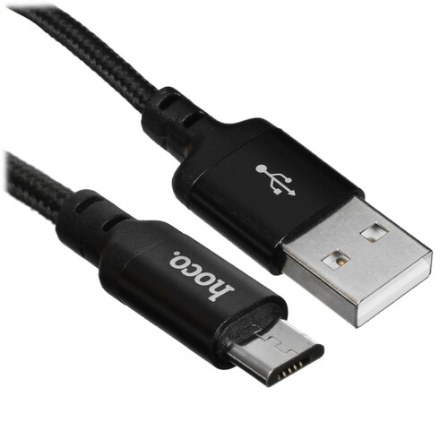 Купить Кабель круглый Hoco micro USB - USB 2.0 Type-A черный 1 м  5470812. Характеристики, отзывы и цены в Донецке