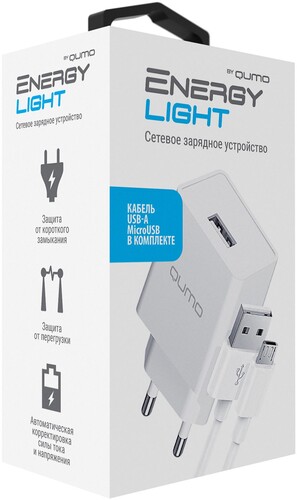 Купить Сетевое зарядное устройство QUMO Energy Light 0103 белый  5627898. Характеристики, отзывы и цены в Донецке