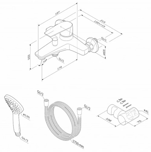 Купить Смеситель для ванны, для душа  Gem F90A15000  5473059. Характеристики, отзывы и цены в Донецке