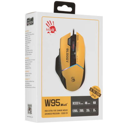 Купить Мышь проводная A4Tech Bloody W95 Max Sports  желтый  9280318. Характеристики, отзывы и цены в Донецке
