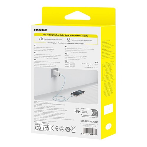 Купить Кабель круглый Baseus USB Type-C - USB Type-C голубой 1 м  5627686. Характеристики, отзывы и цены в Донецке