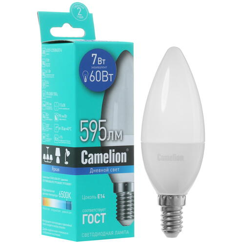 Купить Лампа светодиодная Camelion LED7-C35/865/E14  5324765. Характеристики, отзывы и цены в Донецке