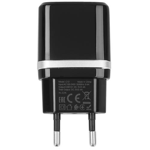 Купить Сетевое зарядное устройство Hoco C12 Smart черный  5367546. Характеристики, отзывы и цены в Донецке