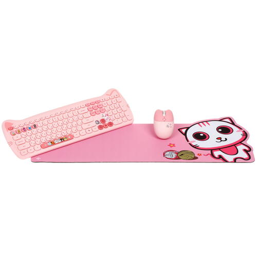 Купить Клавиатура+мышь беспроводная   DEXP Pink Cats розовый  5410019. Характеристики, отзывы и цены в Донецке