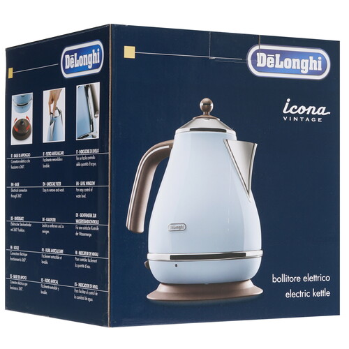 Купить Электрочайник DeLonghi KBOV 2001.AZ голубой  1001075. Характеристики, отзывы и цены в Донецке
