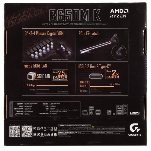 Купить Материнская плата GIGABYTE B650M K  5423107. Характеристики, отзывы и цены в Донецке