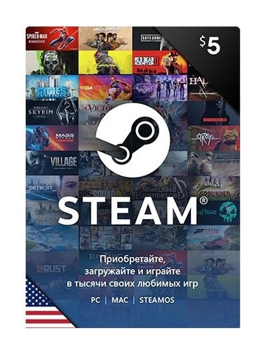 Купить Пополнение баланса сервиса Steam  5 USD  5497715. Характеристики, отзывы и цены в Донецке