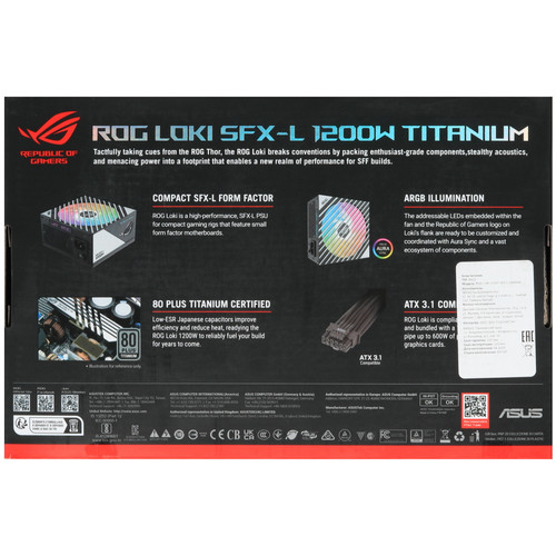 Купить Блок питания ASUS ROG-LOKI-1200T-SFX-L-GAMING [90YE00N0-B0NA00] черный  5620043. Характеристики, отзывы и цены в Донецке