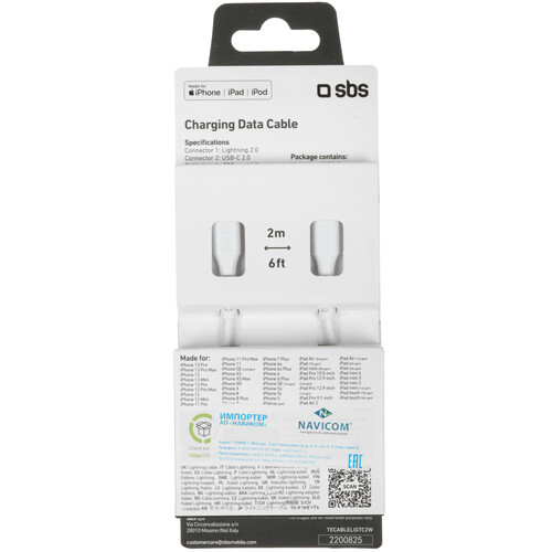 Купить Кабель круглый SBS Lightning 8-pin MFI - USB Type-C белый 2 м  5471841. Характеристики, отзывы и цены в Донецке