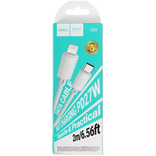 Купить Кабель круглый Hoco Lightning 8-pin - USB Type-C белый 2 м  5635339. Характеристики, отзывы и цены в Донецке