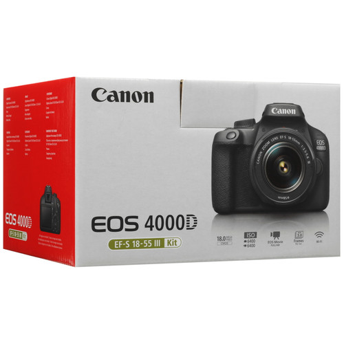 Купить Зеркальный фотоаппарат Canon EOS 4000D Kit 18-55mm III черный  5404003. Характеристики, отзывы и цены в Донецке