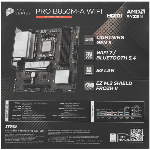 Купить Материнская плата MSI PRO B850M-A WIFI  9295736. Характеристики, отзывы и цены в Донецке