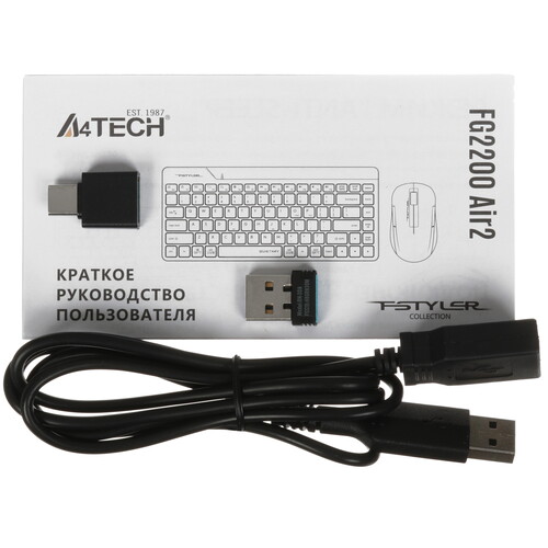 Купить Клавиатура+мышь беспроводная   A4Tech Fstyler FG2200 Air 2 черный  5495118. Характеристики, отзывы и цены в Донецке