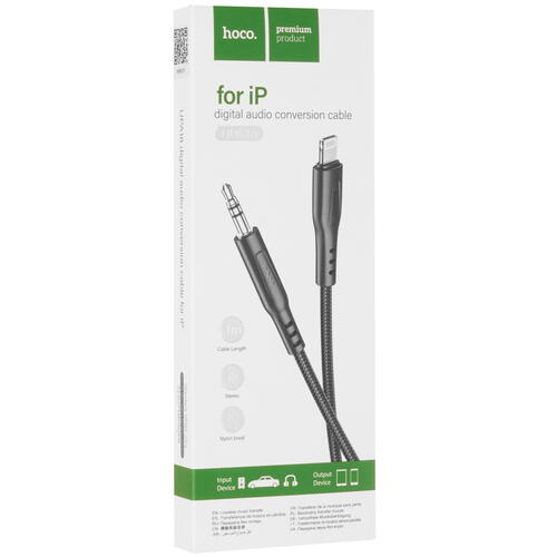 Купить Кабель   Hoco Lightning - jack 3.5 мм черный  5452325. Характеристики, отзывы и цены в Донецке