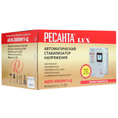 Купить Стабилизатор напряжения Ресанта АСН-3000 Н/1-Ц  7901346. Характеристики, отзывы и цены в Донецке