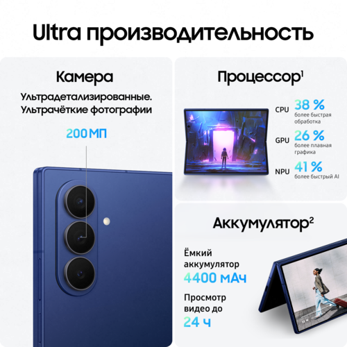 Купить 8" Смартфон Samsung Galaxy Z Fold7 512 ГБ синий  5635987. Характеристики, отзывы и цены в Донецке