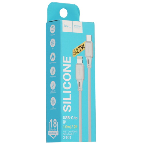 Купить Кабель круглый Hoco Lightning 8-pin - USB Type-C серый 1 м  5462494. Характеристики, отзывы и цены в Донецке