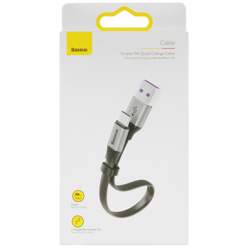 Купить Кабель плоский Baseus USB Type-C - USB 2.0 Type-A черный 0.23 м  5627468. Характеристики, отзывы и цены в Донецке