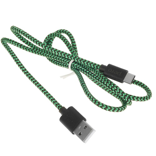 Купить Кабель круглый PERO USB Type-C - USB 2.0 Type-A зеленый 1 м  5048614. Характеристики, отзывы и цены в Донецке