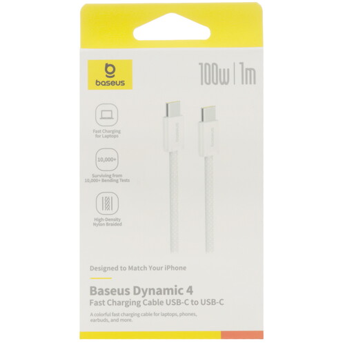 Купить Кабель круглый Baseus USB Type-C - USB Type-C белый 1 м  5627497. Характеристики, отзывы и цены в Донецке