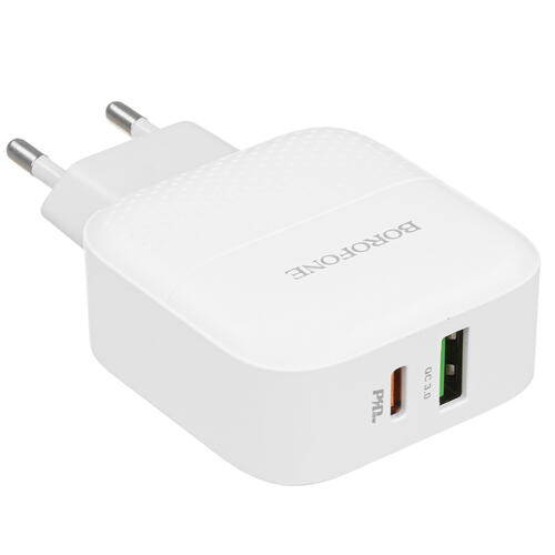 Купить Сетевое зарядное устройство Borofone BA46A Premium белый  5367535. Характеристики, отзывы и цены в Донецке