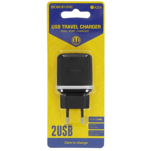 Купить Сетевое зарядное устройство Borofone BA25A Outstanding черный  5367514. Характеристики, отзывы и цены в Донецке