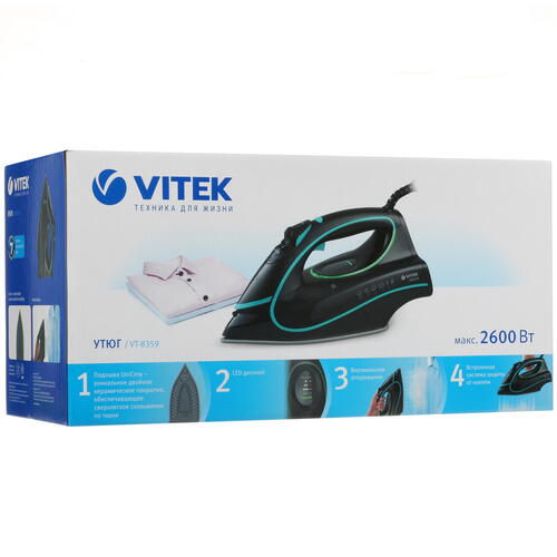 Купить Утюг VITEK VT-8359 черный  9018169. Характеристики, отзывы и цены в Донецке