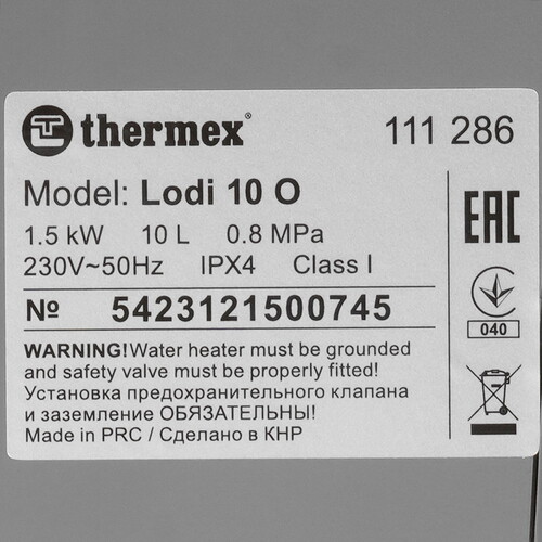 Купить Водонагреватель электрический Thermex Lodi 10 O  9136052. Характеристики, отзывы и цены в Донецке