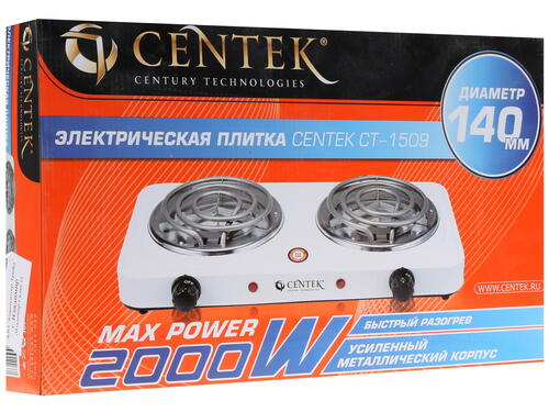 Купить Плита компактная электрическая Centek CT-1509 белый  1114261. Характеристики, отзывы и цены в Донецке