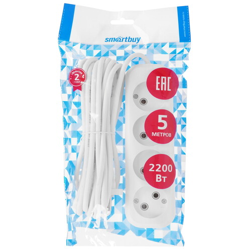 Купить Удлинитель Smartbuy SBE-10-4-05-N белый  9192937. Характеристики, отзывы и цены в Донецке