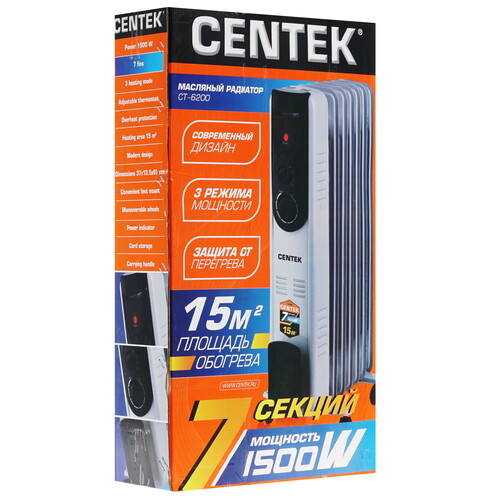 Купить Масляный обогреватель Centek CT-6200 белый  1152507. Характеристики, отзывы и цены в Донецке