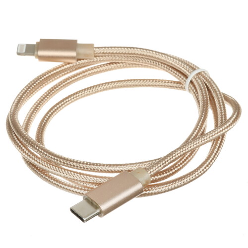 Купить Кабель круглый Атом Lightning 8-pin - USB Type-C золотистый 1 м  5480103. Характеристики, отзывы и цены в Донецке