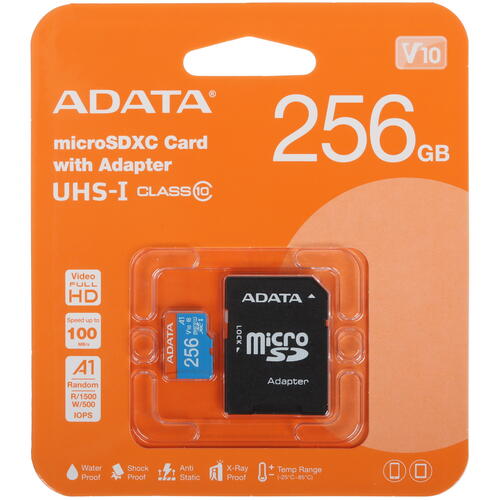 Купить Карта памяти ADATA Premier microSDXC 256 ГБ [AUSDX256GUICL10A1-RA1]  5449379. Характеристики, отзывы и цены в Донецке