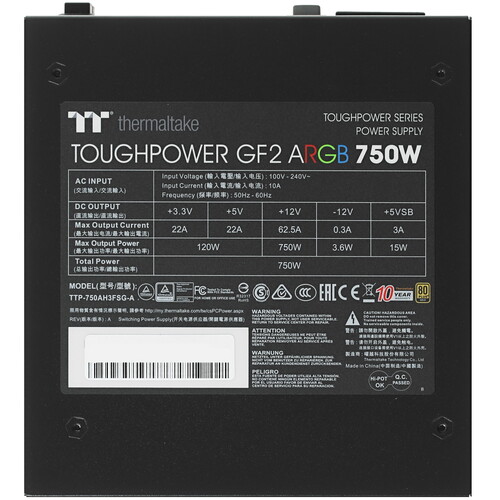 Купить Блок питания Thermaltake Toughpower GF2 ARGB 750W  4745567. Характеристики, отзывы и цены в Донецке