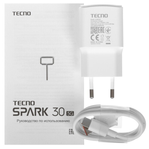 Купить 6.67" Смартфон Tecno SPARK 30 5G 128 ГБ белый  5482714. Характеристики, отзывы и цены в Донецке