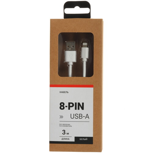 Купить Кабель круглый Aceline Lightning 8-pin - USB 2.0 Type-A белый 3 м  9086521. Характеристики, отзывы и цены в Донецке
