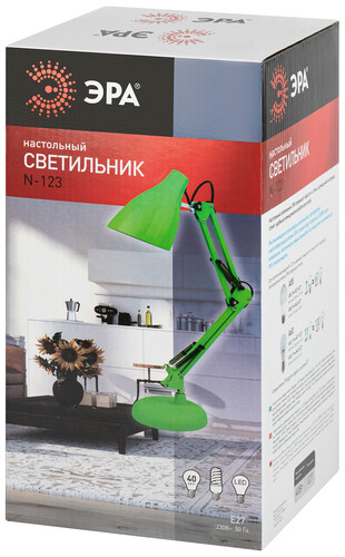 Купить Настольный светильник ЭРА N-123-E27-40W-GR зеленый  9132518. Характеристики, отзывы и цены в Донецке