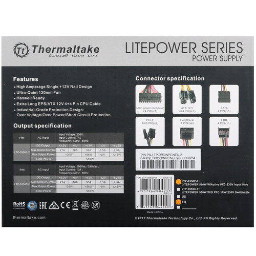 Купить Блок питания Thermaltake Litepower 550W  черный  5635231. Характеристики, отзывы и цены в Донецке