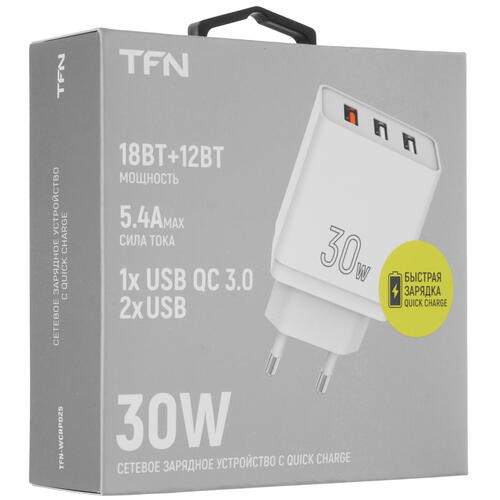 Купить Сетевое зарядное устройство TFN 30W белый  5081442. Характеристики, отзывы и цены в Донецке