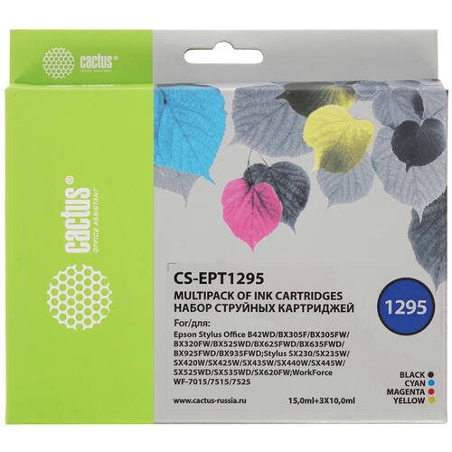 Купить Набор картриджей Cactus CS-EPT1295 BCMY голубой, желтый, пурпурный, черный  4795424. Характеристики, отзывы и цены в Донецке