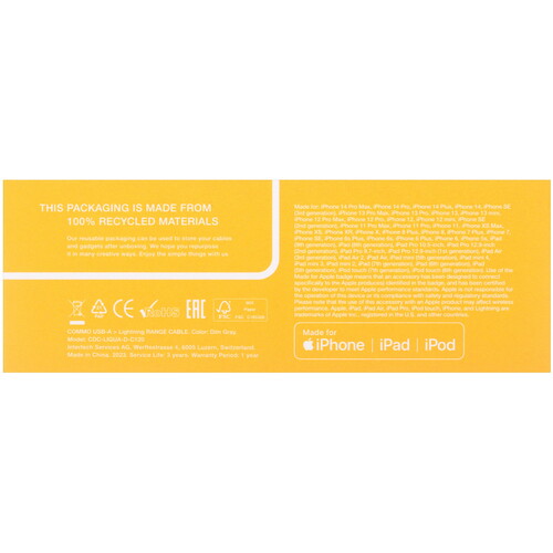 Купить Кабель круглый COMMO Lightning 8-pin MFI - USB 2.0 Type-A серый 1.2 м  5470710. Характеристики, отзывы и цены в Донецке