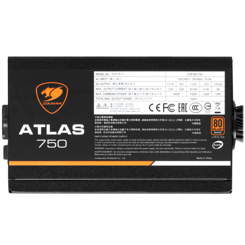 Купить Блок питания Cougar Atlas 750 [CGR BA-750] черный  5065172. Характеристики, отзывы и цены в Донецке
