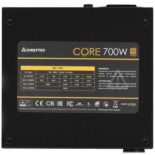 Купить Блок питания Chieftec Core BBS-700S (OEM) [BBS-700S-BULK] черный  5626755. Характеристики, отзывы и цены в Донецке