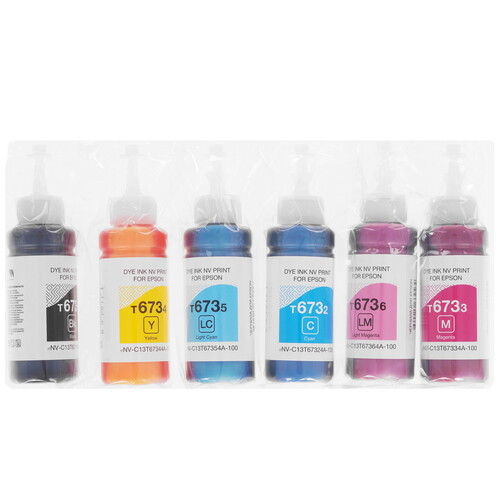 Купить Чернила  Epson T6731 голубой, желтый, пурпурный, светло-голубой  9208110. Характеристики, отзывы и цены в Донецке