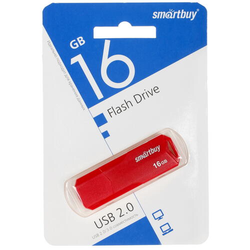Купить Память USB Flash 16 ГБ Smartbuy Clue [SB16GBCLU-R]  5051400. Характеристики, отзывы и цены в Донецке