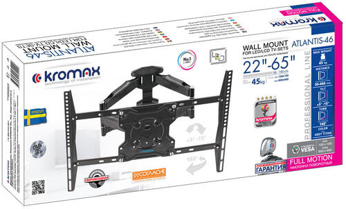 Купить Кронштейн для ТВ Kromax Atlantis-46 серый  1624569. Характеристики, отзывы и цены в Донецке