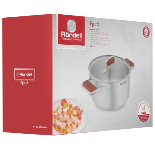 Купить Кастрюля Rondell Fjord RDS-1791 3.2 л 20 см серебристый  9309587. Характеристики, отзывы и цены в Донецке