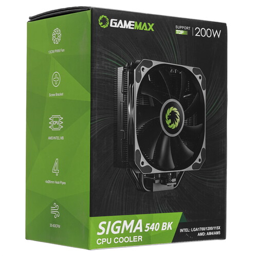 Купить Кулер для процессора GameMax Sigma 540  черный  9908140. Характеристики, отзывы и цены в Донецке